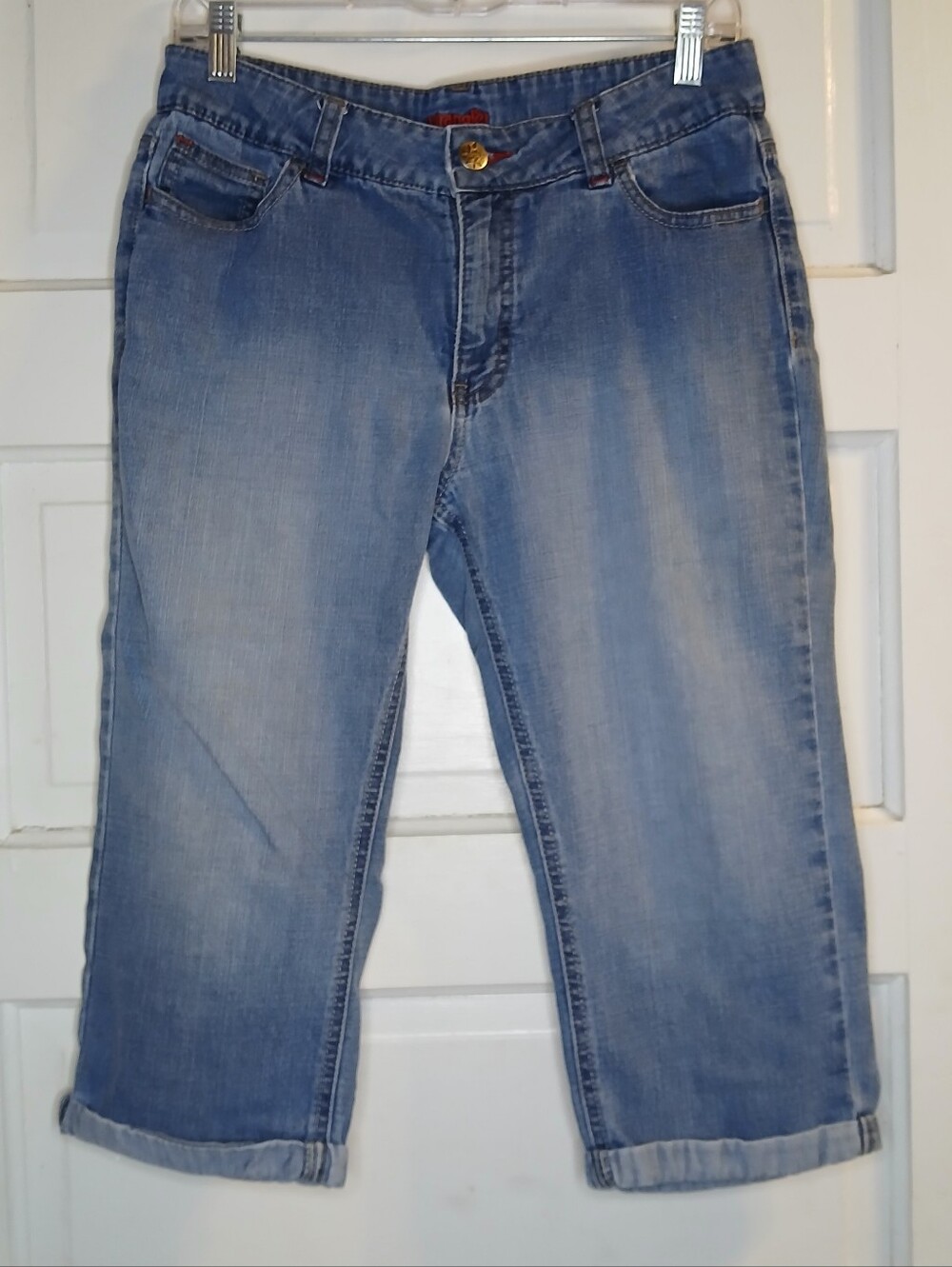 Wrangler Capri Jeans Womens Approx 30x18 Blue Mid Rise Cuffed Denim Cropped